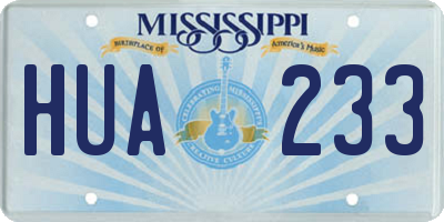 MS license plate HUA233