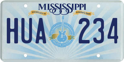 MS license plate HUA234