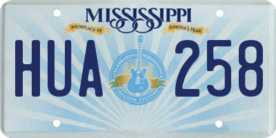MS license plate HUA258