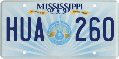 MS license plate HUA260