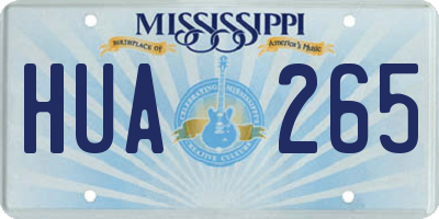 MS license plate HUA265