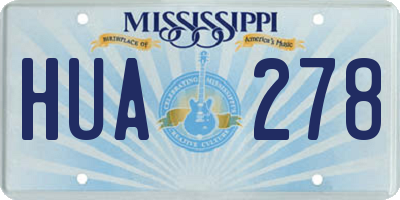 MS license plate HUA278