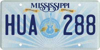 MS license plate HUA288