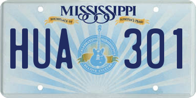 MS license plate HUA301