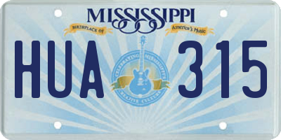 MS license plate HUA315