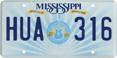 MS license plate HUA316