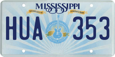 MS license plate HUA353