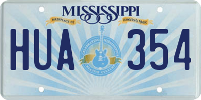 MS license plate HUA354