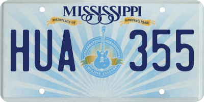 MS license plate HUA355