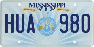 MS license plate HUA980