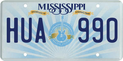 MS license plate HUA990