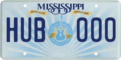 MS license plate HUB000