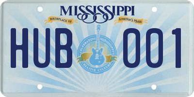 MS license plate HUB001