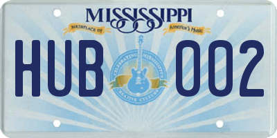 MS license plate HUB002