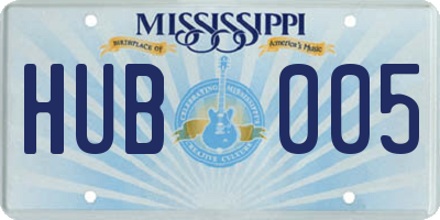 MS license plate HUB005