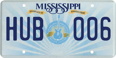 MS license plate HUB006
