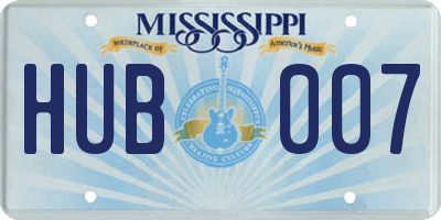 MS license plate HUB007