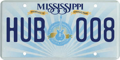 MS license plate HUB008