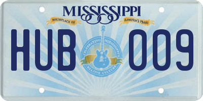MS license plate HUB009