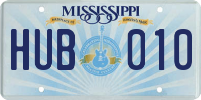 MS license plate HUB010