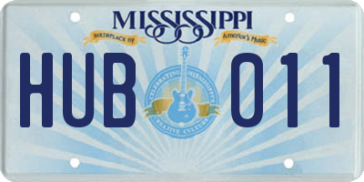 MS license plate HUB011