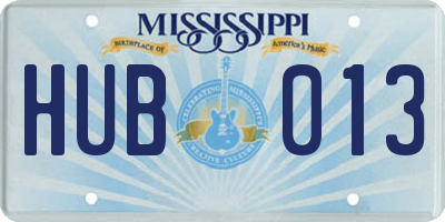 MS license plate HUB013