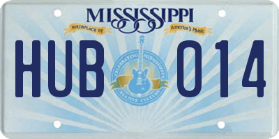 MS license plate HUB014