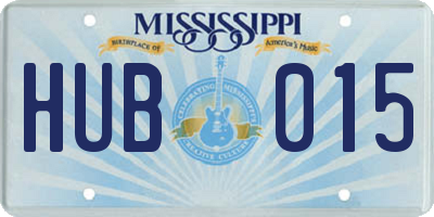 MS license plate HUB015