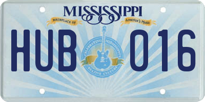 MS license plate HUB016