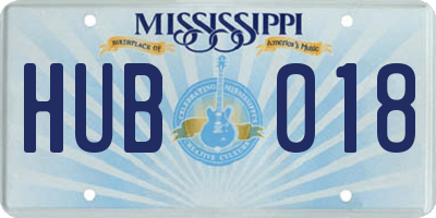 MS license plate HUB018