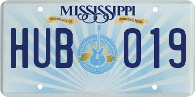 MS license plate HUB019