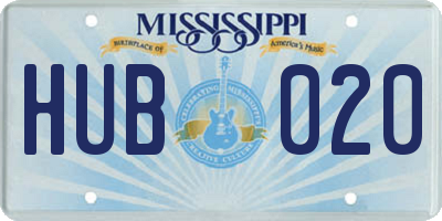 MS license plate HUB020