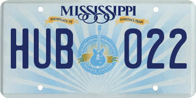 MS license plate HUB022