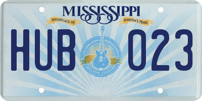 MS license plate HUB023