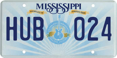 MS license plate HUB024