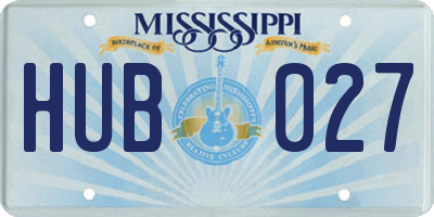 MS license plate HUB027