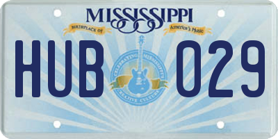 MS license plate HUB029