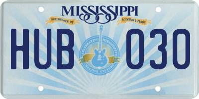 MS license plate HUB030