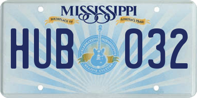 MS license plate HUB032