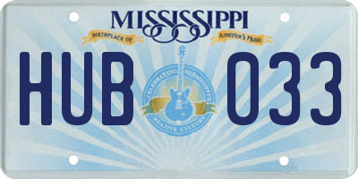 MS license plate HUB033