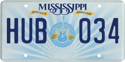 MS license plate HUB034