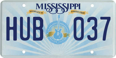 MS license plate HUB037