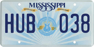MS license plate HUB038