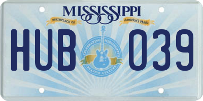 MS license plate HUB039