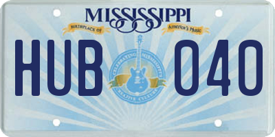 MS license plate HUB040