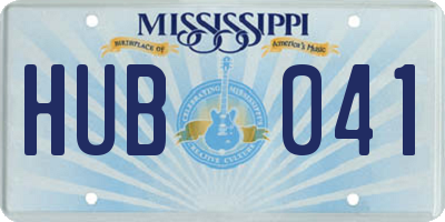MS license plate HUB041