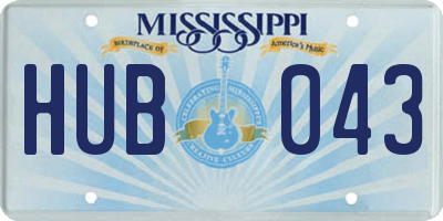 MS license plate HUB043
