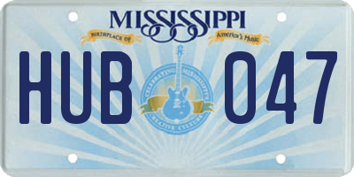 MS license plate HUB047