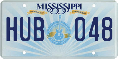 MS license plate HUB048