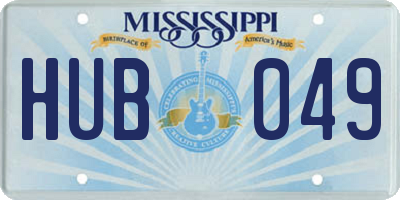MS license plate HUB049